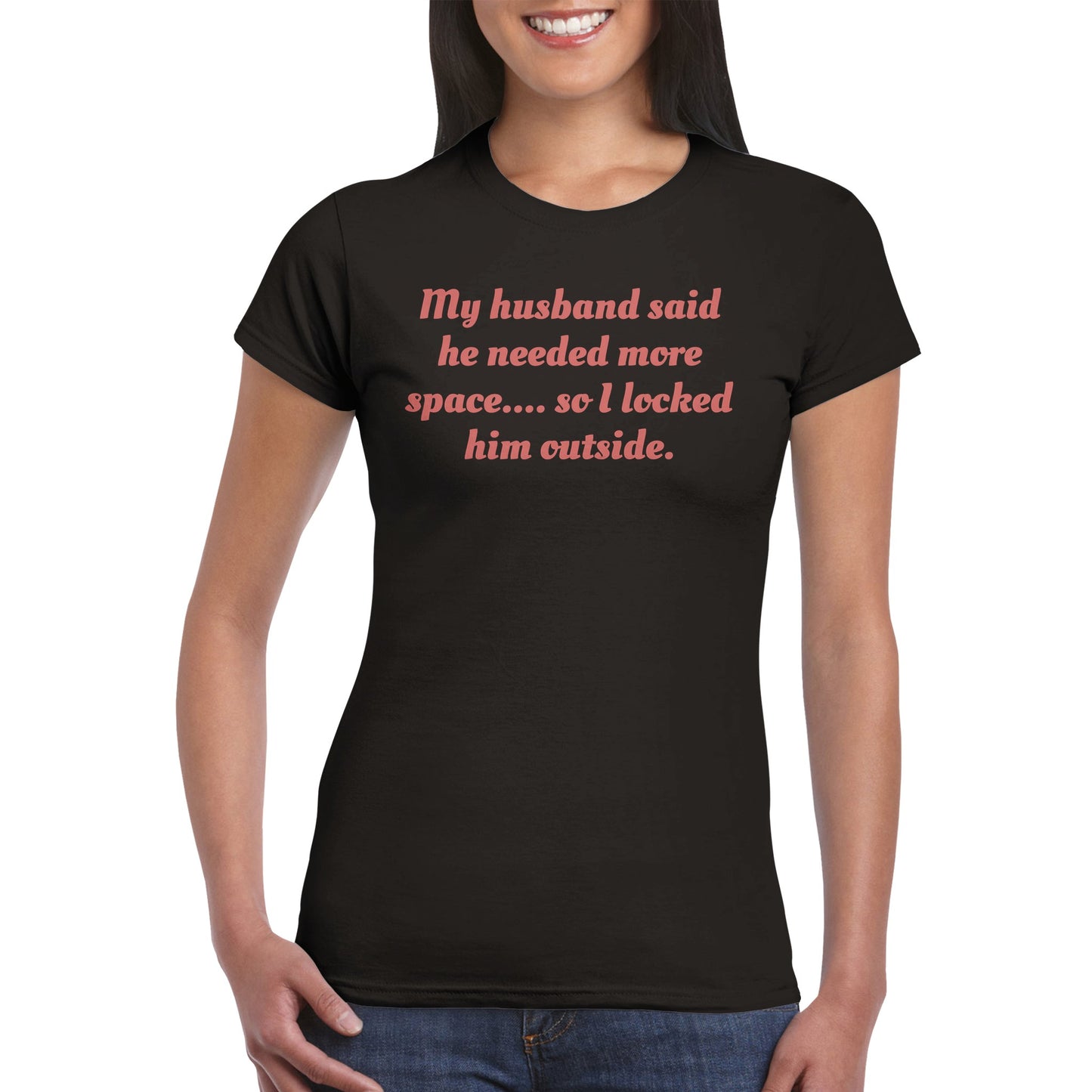 Klassisches Damen Rundhals-T-Shirt Outside
