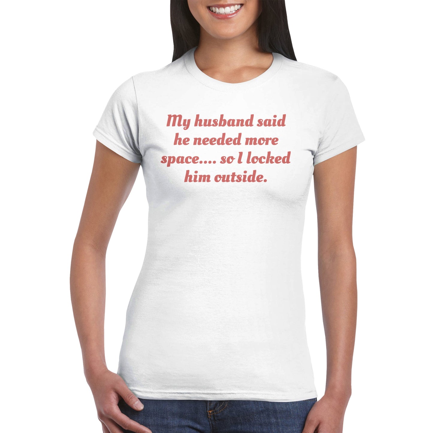 Klassisches Damen Rundhals-T-Shirt Outside