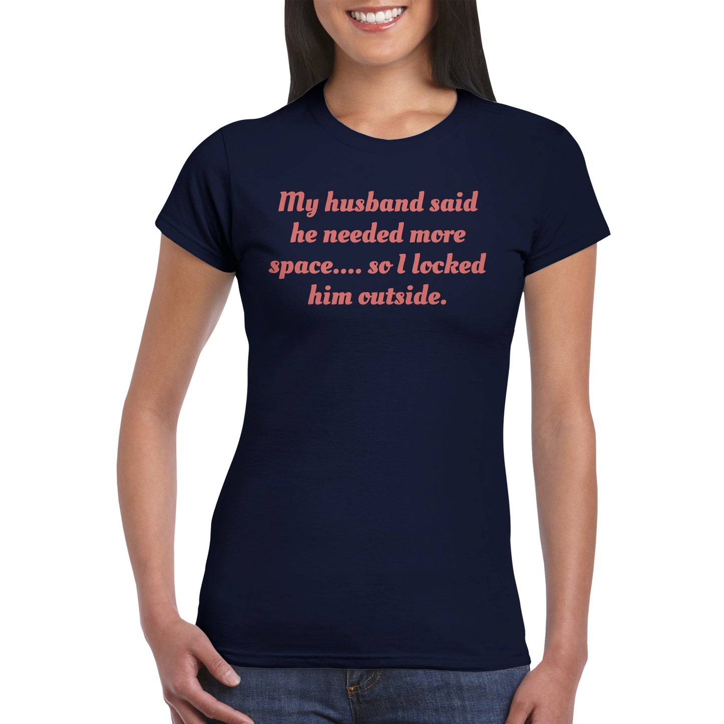 Klassisches Damen Rundhals-T-Shirt Outside