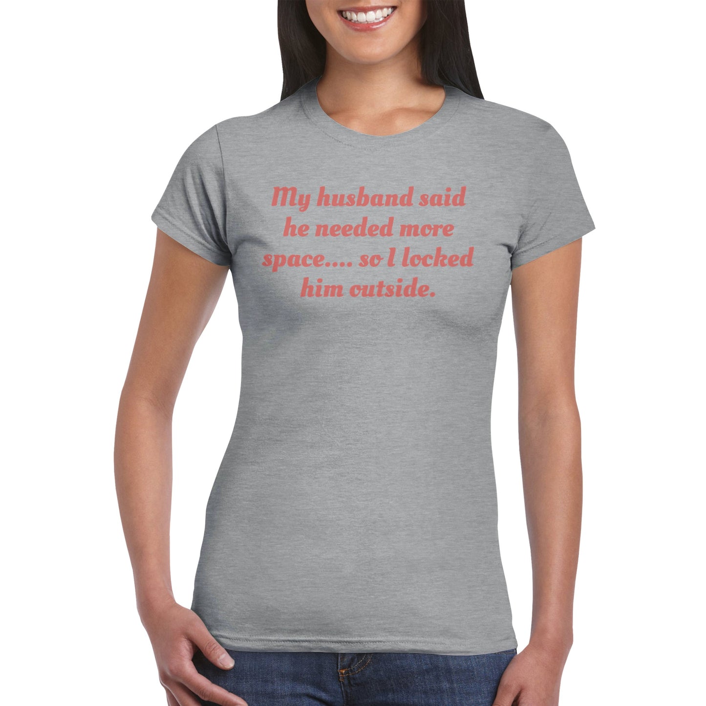 Klassisches Damen Rundhals-T-Shirt Outside
