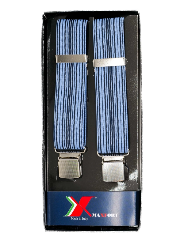 BRACES - SUSPENDERS Maxfort oversize Fede type X 130 cm width 3.5 cm Riga azurra