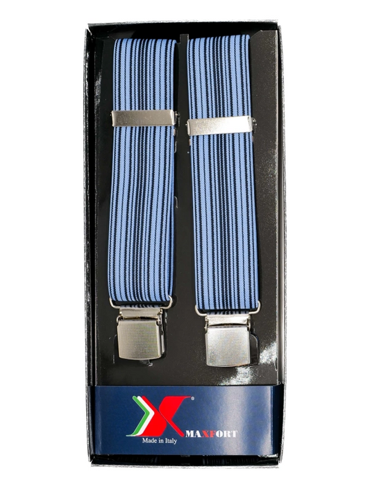 BRACES - SUSPENDERS Maxfort oversize Fede type X 130 cm width 3.5 cm Riga azurra