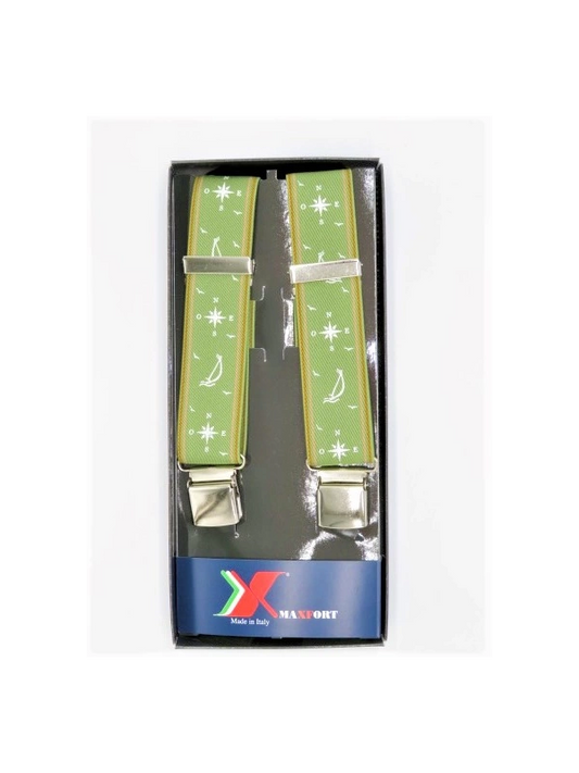 BRACES - SUSPENDERS Maxfort oversize Pida type X 130 cm width 3.5 cm Green