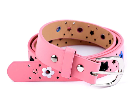 Children's belt for trousers made of artificial leather 103 cm Pink Whire