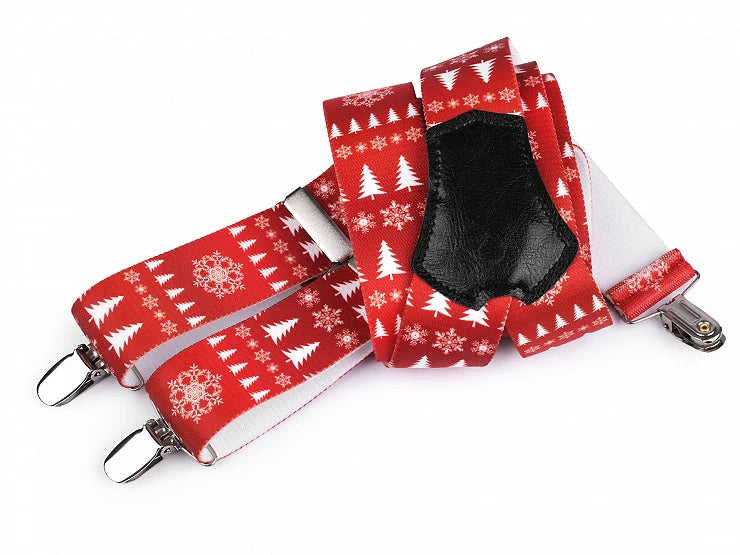 TROUSERS BRACES Christmas motif red Y length 120 cm width 4 cm