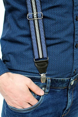 STRAPS FOR PANTS M11/2 blue with black stripe type Y length 120 cm width 4 cm