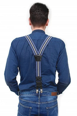 STRAPS FOR PANTS M11/2 blue with black stripe type Y length 120 cm width 4 cm