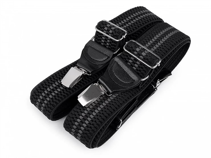 STRAPS FOR PANTS M11/2 black with gray stripe type Y length 120 cm width 4 cm